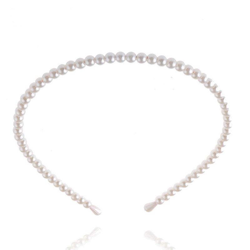 Aysekone 2 Pack Simple Design Imitation Pearl Headband Lady Full Pearl Bead Fashion Stylish Headband Wedding Party Bridal Hair Hoop - Image 2